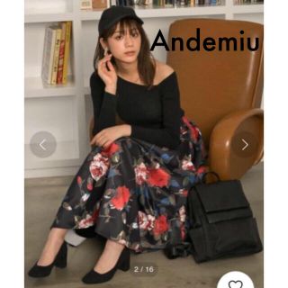 アンデミュウ(Andemiu)のAndemiu アンデミュウ フラワープリント スカート 膝丈スカート(ひざ丈スカート)