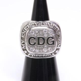 美品 コムデギャルソン チャンピオンリング 指輪 CDG ロゴ ラインストーン