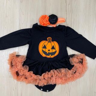 ハロウィン　ワンピース　60〜80 カチューシャ付き(ワンピース)