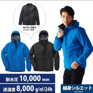 【新品】ワークマン　3IN1 防水防寒ジャケット　ブルー　L(ライダースジャケット)