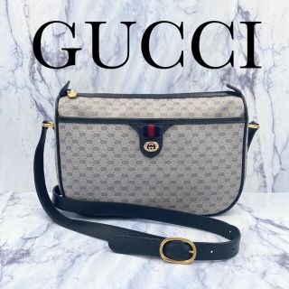 グッチ(Gucci)のオールドグッチ★ショルダーバッグ　シェリーライン　マイクロGG ネイビー　レザー(ショルダーバッグ)