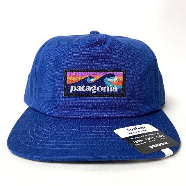 未使用 パタゴニア ファンフェアラー 波タグ キャップ 帽子 ブルー フリー