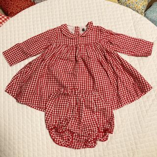 プチバトー(PETIT BATEAU)のプチバトー　赤　ギンガムチェック　セットアップ(ワンピース)