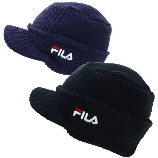 FILA(フィラ)のFILA フィラ ニット帽 つば付き オスロ 伸縮性あり★ブラック【新品】 レディースの帽子(ニット帽/ビーニー)の商品写真