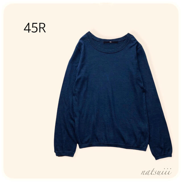 45R 45rpm . インディゴ 藍 クルー ニット プルオーバー 45R 45rpm . インディゴ 藍 クルー ニット プルオーバー