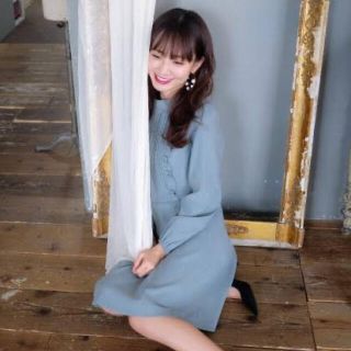 シェリーモナ(Cherie Mona)の【値下げ】Cherie Mona♡タックフリルワンピース　くすみブルー(ひざ丈ワンピース)