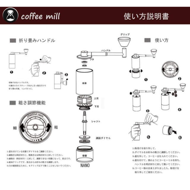 タイムモア TIMEMORE NANO コーヒーミル グラインダー アウトドア  スマホ/家電/カメラの調理家電(コーヒーメーカー)の商品写真