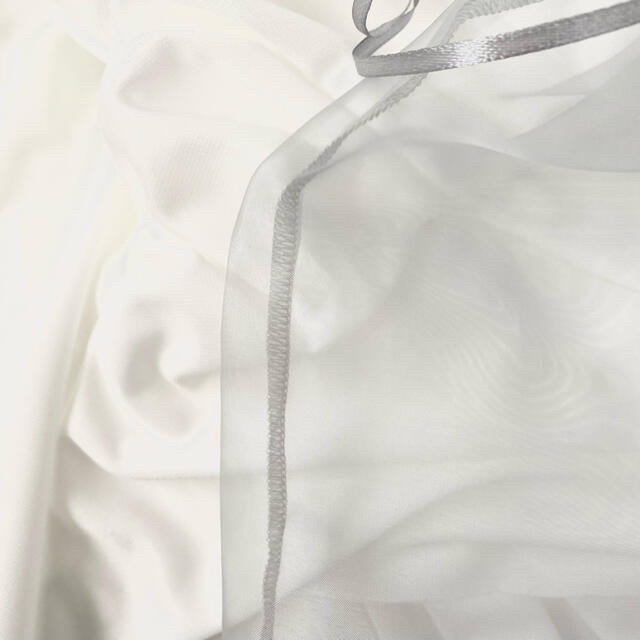 【ハンドメイド】オーガンジー巾着 ライトグレー42×30 1枚 ハンドメイドのファッション小物(ポーチ)の商品写真
