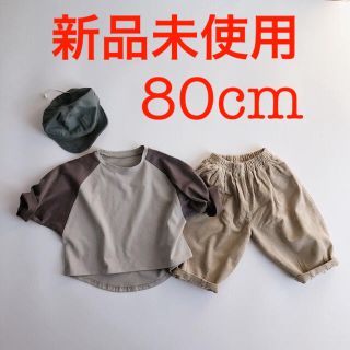 ラグラン　ロンT 新品未使用　80cm シンプルロンT ベビー(Ｔシャツ)