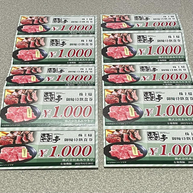 最新 あみやき亭 株主優待 10000円分 2022年6月30日迄 売れ筋新商品
