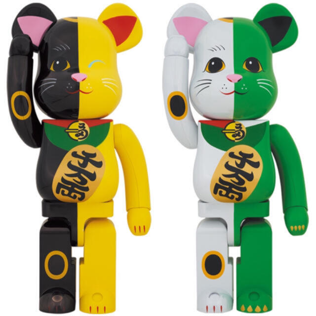 BE@RBRICK 招き猫 1000％ 白×緑 黒×黄 セット販売