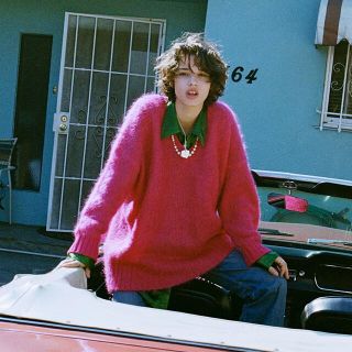 ジエダ(Jieda)のdairiku molly V-neck Mohair Knit pink(ニット/セーター)