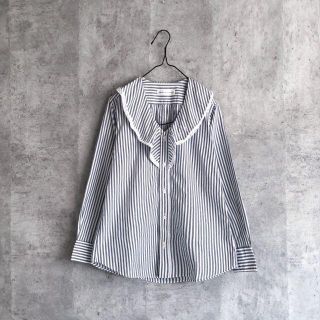 ビームスボーイ(BEAMS BOY)の【白湯様専用】TORI-TO レース フリル 襟 ストライプ ブラウス シャツ(シャツ/ブラウス(長袖/七分))