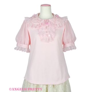 アンジェリックプリティー(Angelic Pretty)の【ほぼ未使用】ふわふわリボン半袖カットソー ピンク(カットソー(半袖/袖なし))