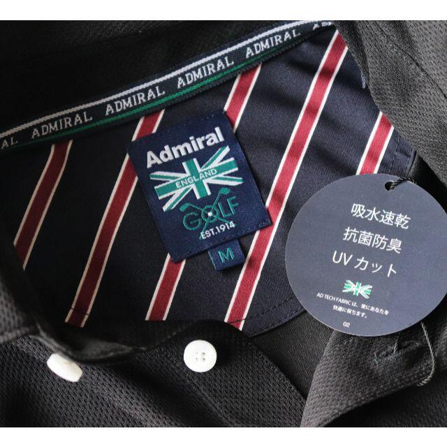 新品タグ付き【アドミラルゴルフ】英国 ロゴ刺繍 長袖ポロシャツ 黒 M 6
