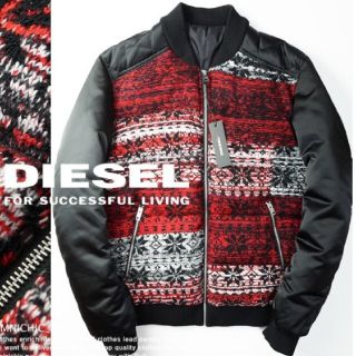 ディーゼル(DIESEL)の新品★ディーゼル ダウン ジャケット 贅沢雪柄ニット切替え ジャパン正規品(ダウンジャケット)