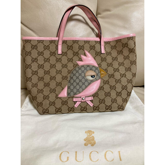 Gucci(グッチ)のちゃお様専用！GUCCI パパガッロ　オウム　トートバッグ  グッチ レディースのバッグ(トートバッグ)の商品写真