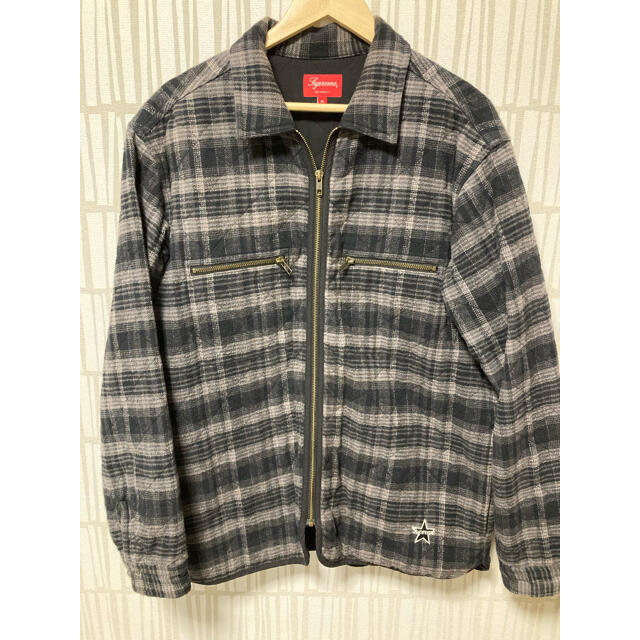 Supreme - supreme Quilted Plaid Zip Up Shirt Mサイズ