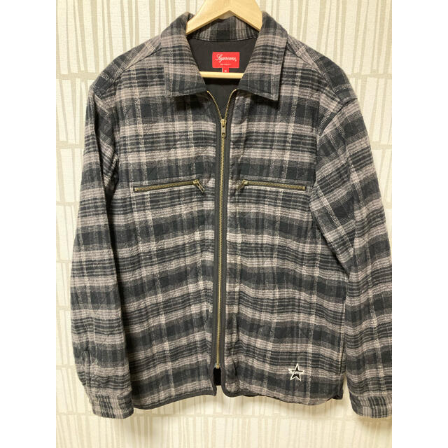 supreme Quilted Plaid Zip Up Shirt Mサイズメンズ