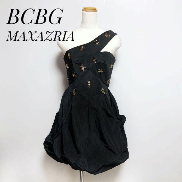タグ付き/定価5万円♡BCBG ワンショルダー ドレス バブルヘムスカート 黒ミニドレス