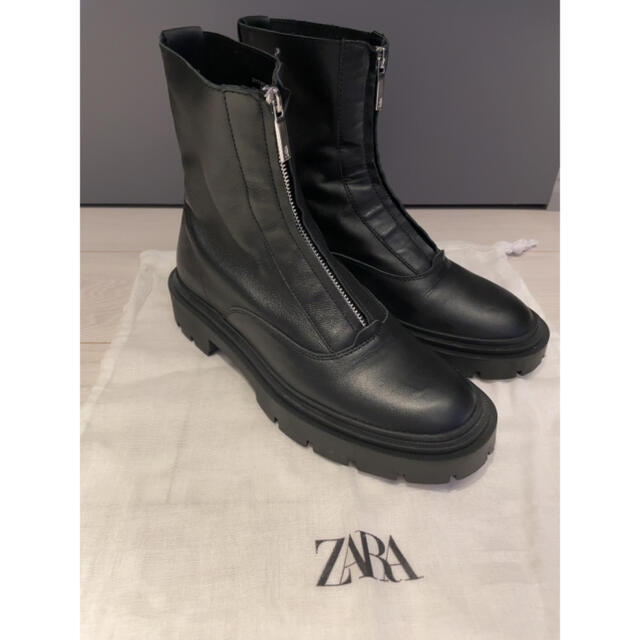 ZARA  ザラ　レザー ジップアンクルブーツ 39