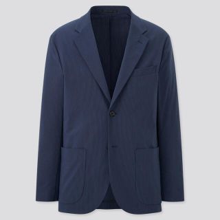 ユニクロ(UNIQLO)のユニクロ　感動ジャケット　シアサッカー　68 BLUE XSサイズ　NAVY (テーラードジャケット)