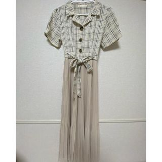 マジェスティックレゴン(MAJESTIC LEGON)のロングワンピース　チェックシャツワンピース　プリーツワンピース　春夏秋ワンピース(ロングワンピース/マキシワンピース)