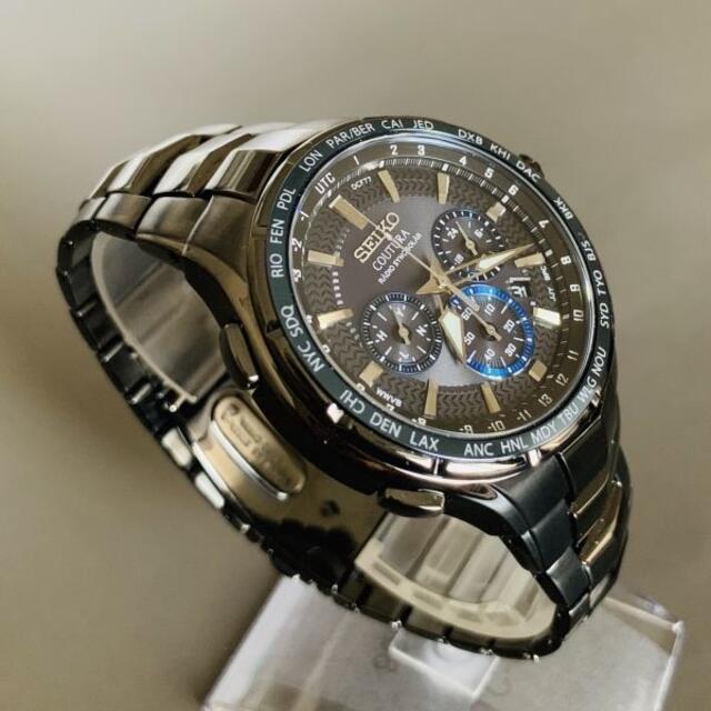 【新品】最高級セイコー 電波ソーラー SEIKO 強化IPブラック メンズ腕時計