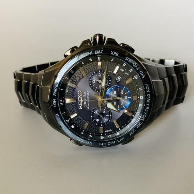 【新品】最高級セイコー 電波ソーラー SEIKO 強化IPブラック メンズ腕時計