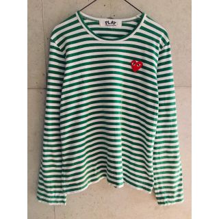 コムデギャルソン(COMME des GARCONS)の【★希少カラー★Lサイズ！】プレイコムデギャルソン 緑 ボーダー 長袖 Tシャツ(Tシャツ(長袖/七分))