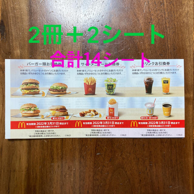 マクドナルド 株主優待 2冊＋２シート 14 10000 | www.fleettracktz.com