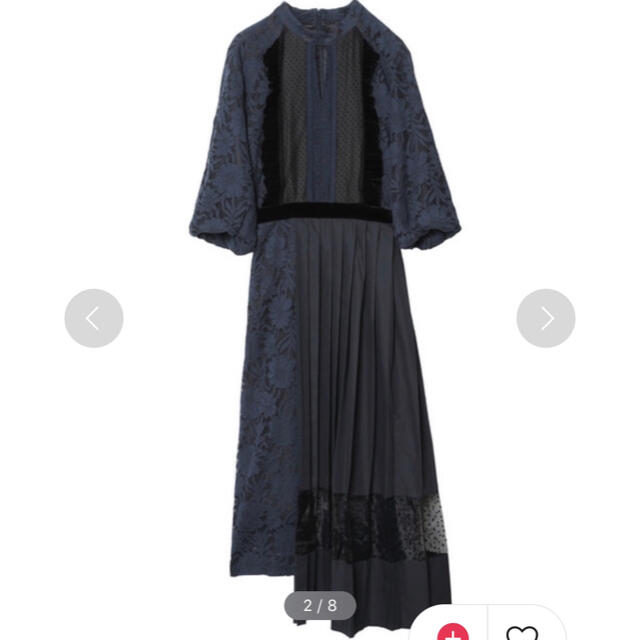 Ameri VINTAGE(アメリヴィンテージ)の《AMERI》PLEATS DOCKING LACE DRESS レディースのワンピース(ロングワンピース/マキシワンピース)の商品写真