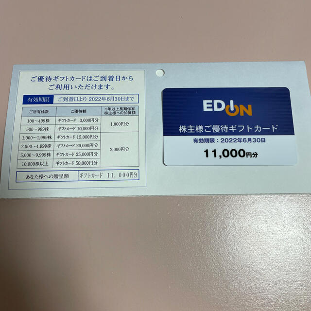 エディオン 株主優待ギフトカード11,000円分 - ショッピング