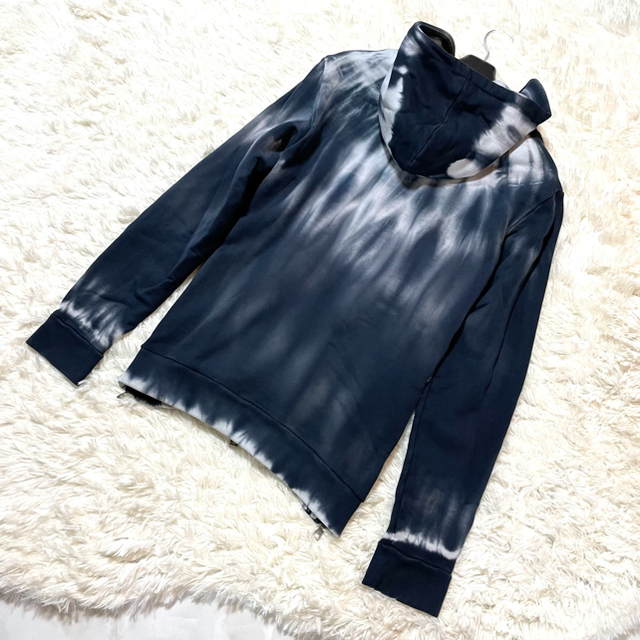 本物 美品 バルマンオム ブリーチ加工 ZIP UP パーカー XS 濃紺 - パーカー