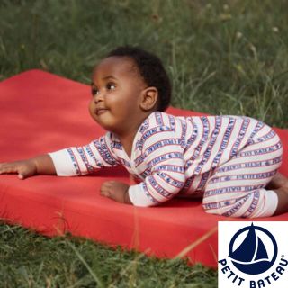 プチバトー(PETIT BATEAU)の【新品】プチバトー プリント足なしロンパース(ロンパース)