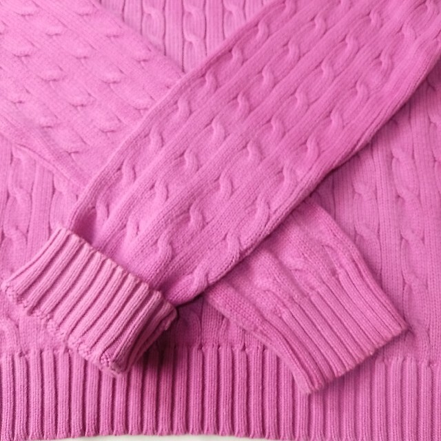 Ralph Lauren(ラルフローレン)のラルフローレン ケーブルニット サイズXL ピンク レディース ロゴ刺繍 レディースのトップス(ニット/セーター)の商品写真