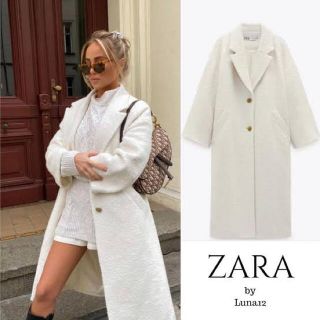 ザラ(ZARA)のZARA新品タグ付き　AW完売商品　テクスチャーコート　オフホワイト(ロングコート)