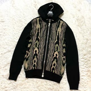 バルマン(BALMAIN)の本物 美品 バルマンオム アニマルレオーパード 切替 ZIP UP パーカー S(パーカー)