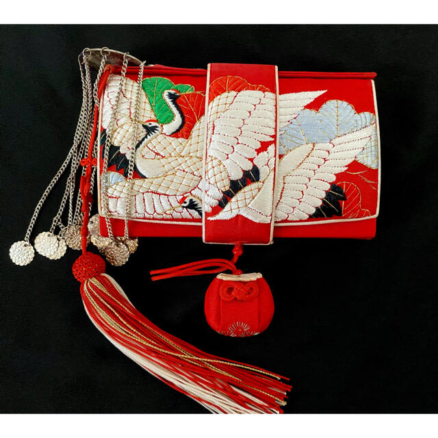 アンティーク　日本刺繍の筥迫　花嫁さん　振袖に和装小物