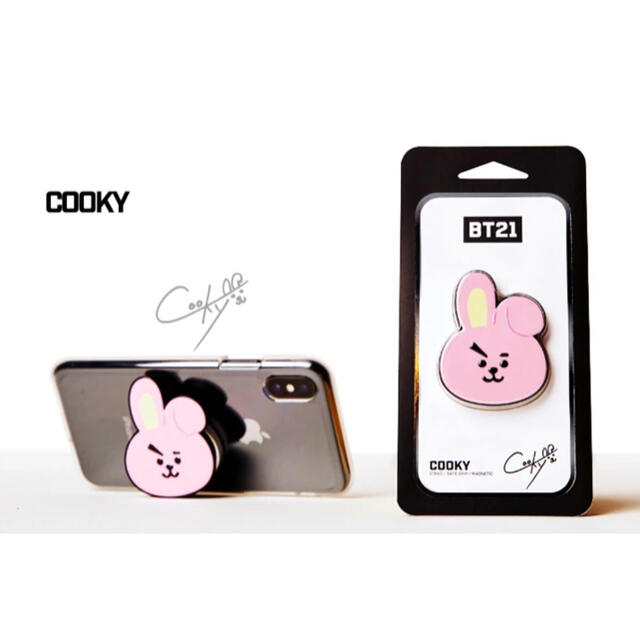 防弾少年団(BTS)(ボウダンショウネンダン)のBT21 BTS COOKY グリップトック スマホ/家電/カメラのスマホアクセサリー(ストラップ/イヤホンジャック)の商品写真