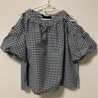 肩あきチェックTシャツ(Tシャツ(半袖/袖なし))