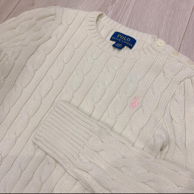 POLO RALPH LAUREN(ポロラルフローレン)のポロラルフローレン　ケーブルニット　ホワイト キッズ/ベビー/マタニティのキッズ服女の子用(90cm~)(ニット)の商品写真