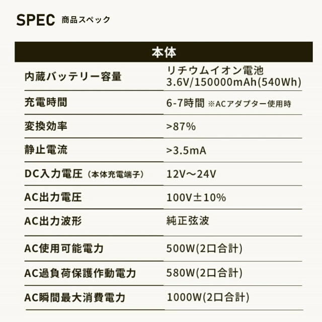 ポータブル電源 150,000mA/540wh キャリライク フォレストグリーン