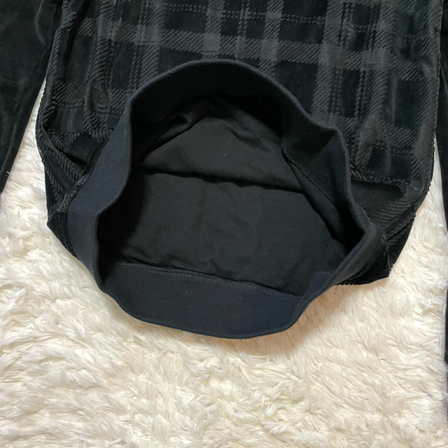 本物 美品 バルマンオム 肩エンブレムボタン ベロア チェック ニット