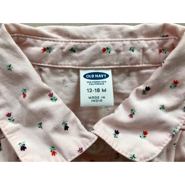 Old Navy(オールドネイビー)のオールドネイビー ピンク 花柄 長袖シャツ 12-18M 袖長さ調節可能 キッズ/ベビー/マタニティのベビー服(~85cm)(シャツ/カットソー)の商品写真