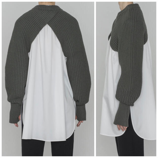 HYKE(ハイク)のHYKE RIBBED SLEEVES ハイク　セーター　 ボレロ リブ ニット レディースのトップス(ニット/セーター)の商品写真