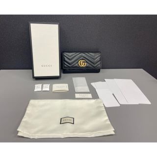 グッチ(Gucci)の美品 GUCCI グッチ GGマーモント レザー 長財布 黒(長財布)