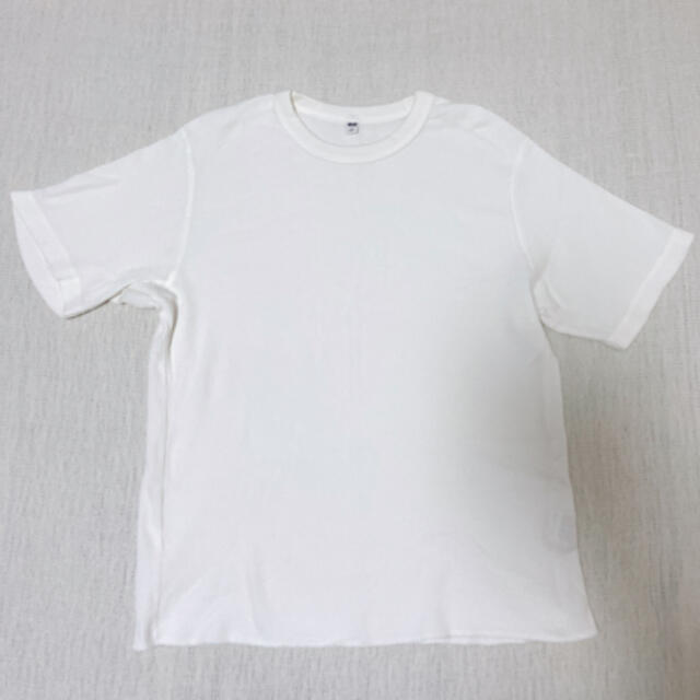 UNIQLO(ユニクロ)のUNIQLO ユニクロ ワッフルクルーネックT 白 メンズ Lサイズ メンズのトップス(Tシャツ/カットソー(半袖/袖なし))の商品写真