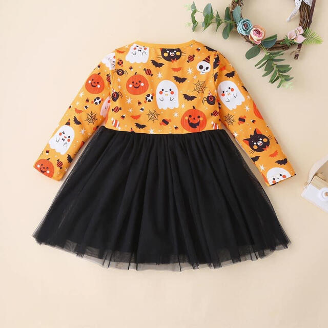 新品　チュールワンピース　ワンピース　ハロウィン　女の子　キッズ　可愛い　110 キッズ/ベビー/マタニティのキッズ服女の子用(90cm~)(ワンピース)の商品写真