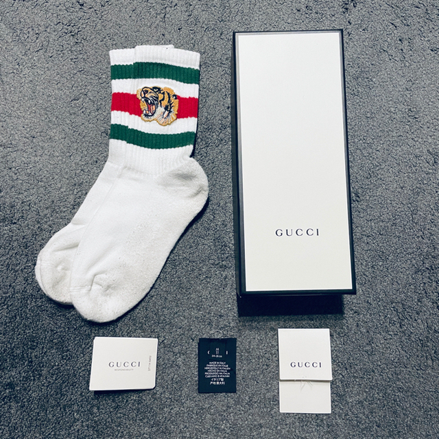 GUCCI タイガー付き ストレッチコットン ソックス